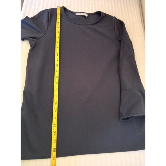 ESTEE LAUDER Womens Blouse Top Bavy Blue 3/4 Bell Sleeve Size Medium Office - Picture 7 of 15